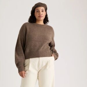 Quince 100% Yak Wool Pointelle Detail Relaxed Crew